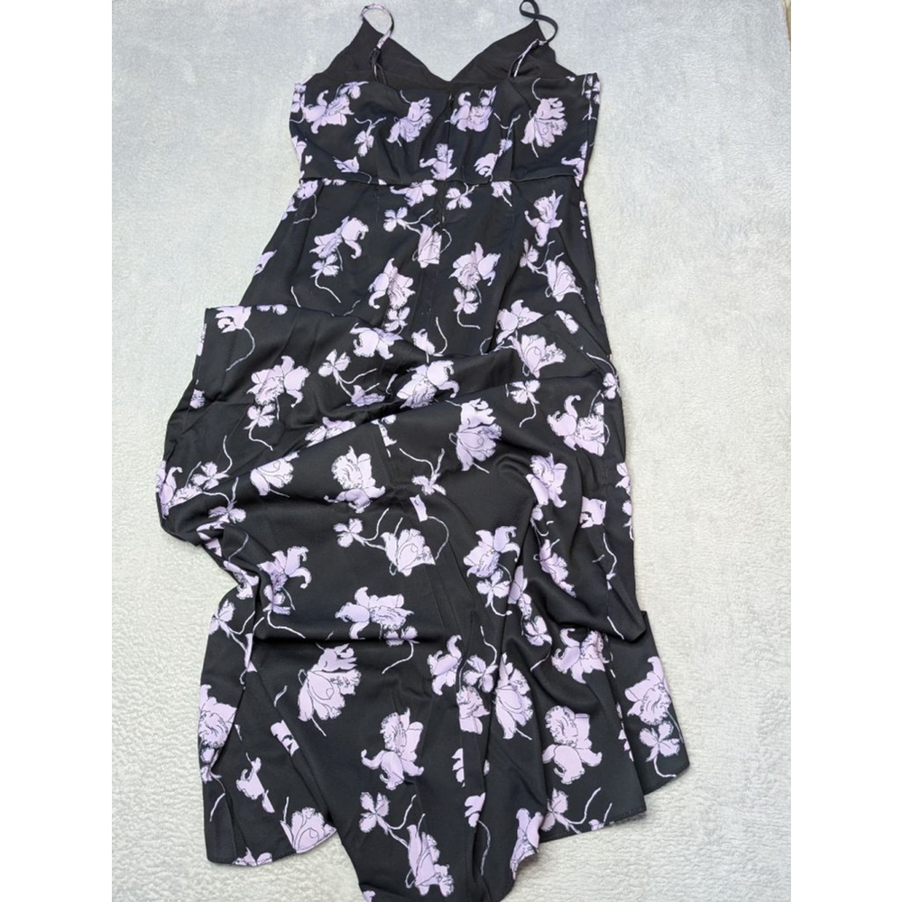 Women's Chelsea28 Black & Purple Floral High Low Dress M Spaghetti Strap - Picture 2 of 11